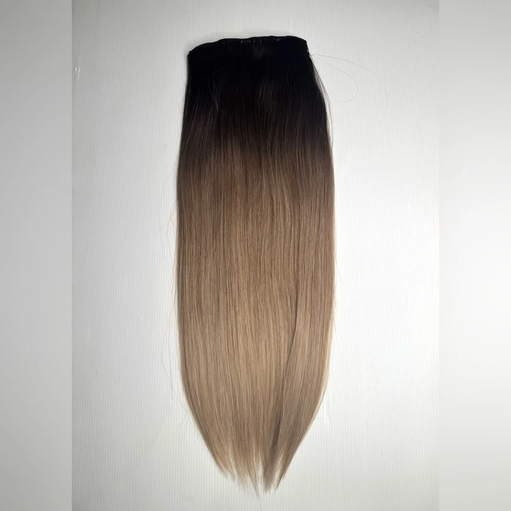 22” Balayage Brown and Medium Blonde Human Hair Blend Extensions 7 Pieces
